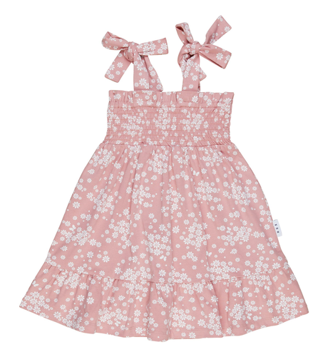 Huxbaby Floral Shirred Bodice Dress - Dusty Rose