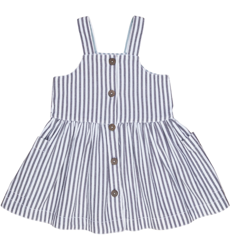 Huxbaby Reversible Dress - Ink + Surf Stripe