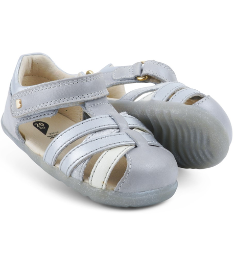 Bobux Step-Up Cross Jump Sandal - Silver Pearl + Silver