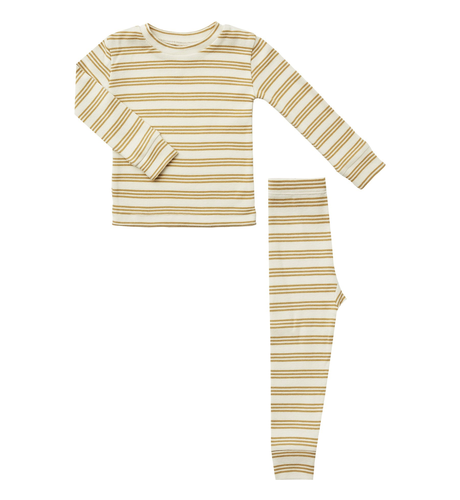 Rylee + Cru Ribbed Pajama Set - Gold Stripe