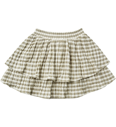 Rylee + Cru Tiered Mini Skirt - Olive Gingham