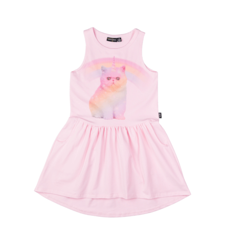Rock Your Kid Cosmic Kitten Drop Waist Dress - Pink