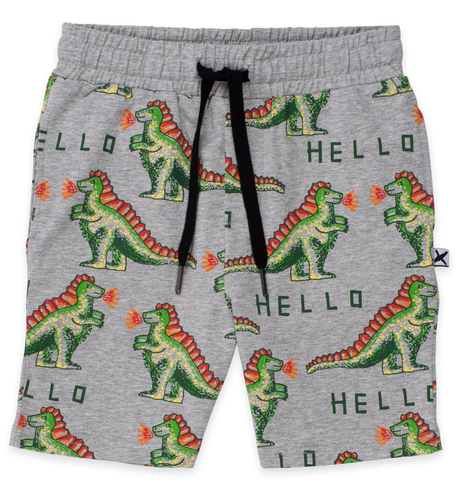 Minti Hello Dragons Short - Grey Marle