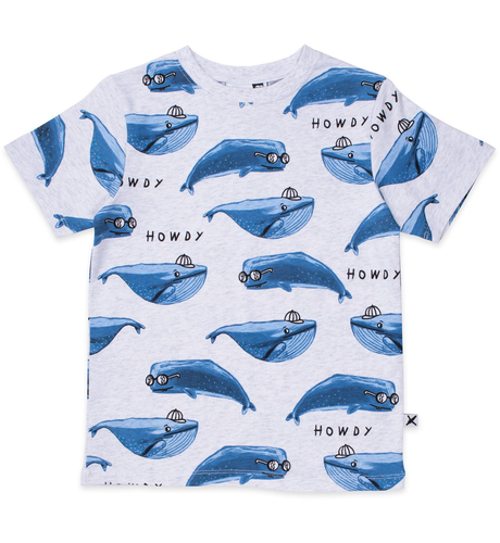 Minti Whale Pod Tee - White Marle