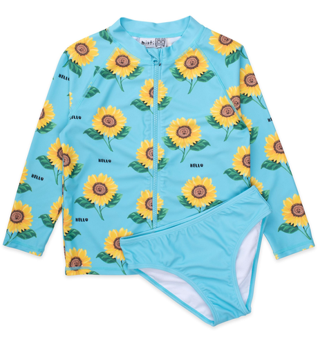 Minti Happy Sunflowers Rashie Set - Aqua
