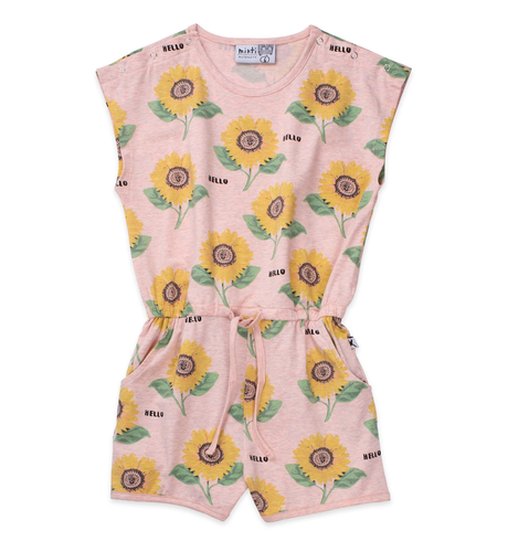 Minti Happy Sunflowers Playsuit - Peach Motley
