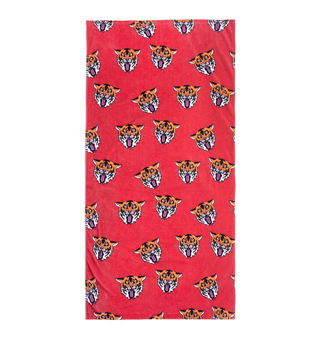 Band of Boys Tiger King Repeat Flat Beach Towel - Red