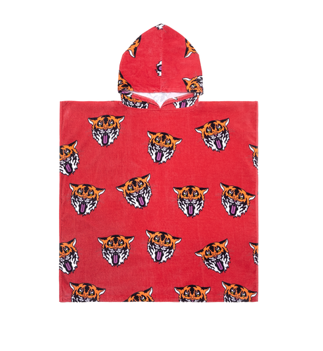 Band of Boys Tiger King Repeat Hooded Beach Towel - Red