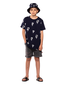 Band of Boys Lightning Bolt Repeat Straight Hem Tee - Navy