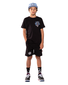 Band of Boys Line Tiger Step Hem Tee - Black