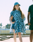 The Girl Club Tiger Stripe Hooded Beach Towel - Blue