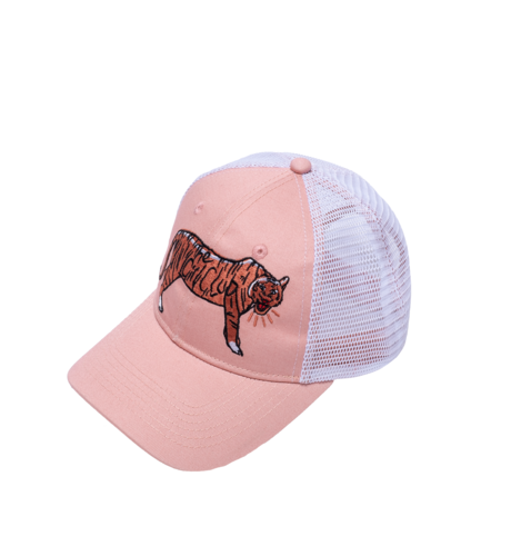 The Girl Club Embroidered Tiger Mesh Trucker Cap - Pink