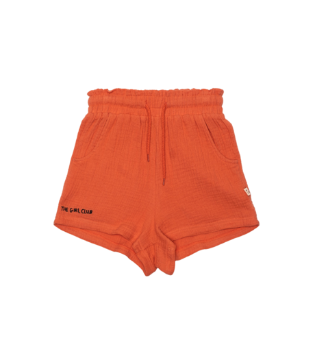 The Girl Club Orange Wrinkle Cotton Shorts