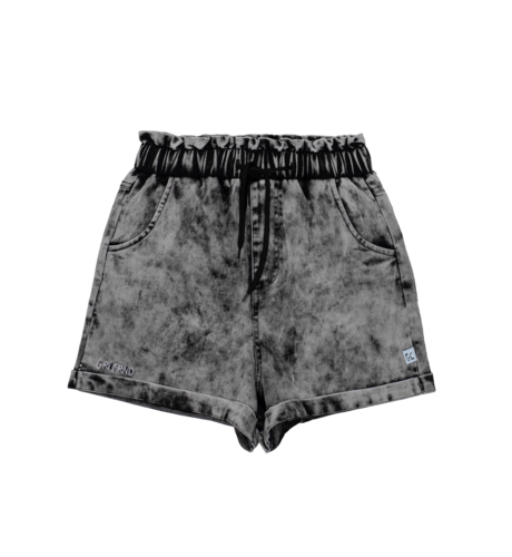 The Girl Club Paperbag Waist Denim Shorts - Vintage Black