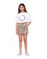 The Girl Club Digi Leopard Wrinkle Cotton Shorts - Cream