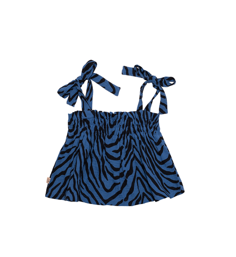 The Girl Club Tiger Stripe Bow Detail Tank - Blue
