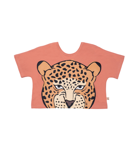The Girl Club Love A Leopard V Detail Crop Tee - Orange