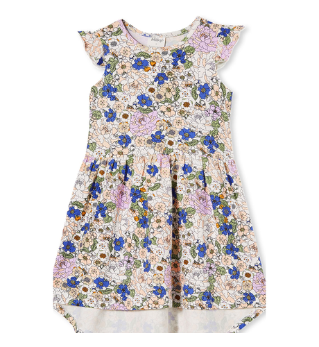 Milky Peony Floral Dress - Off White