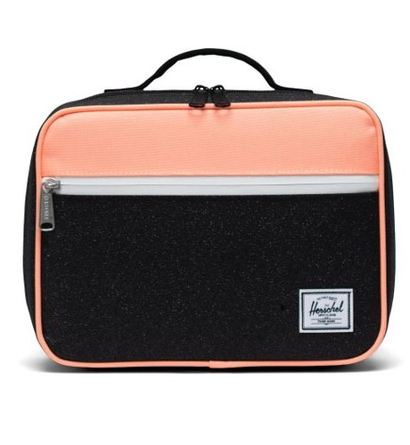 Herschel Pop Quiz Lunch Box - Black Sparkle/Neon Peach