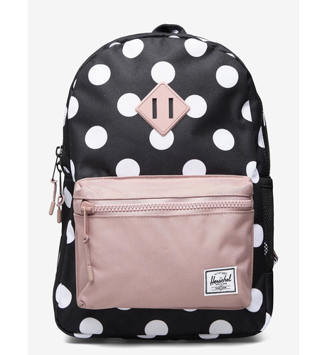 Herschel Youth Heritage Backpack (16L) - Polka Dot Black and White/Ash Rose