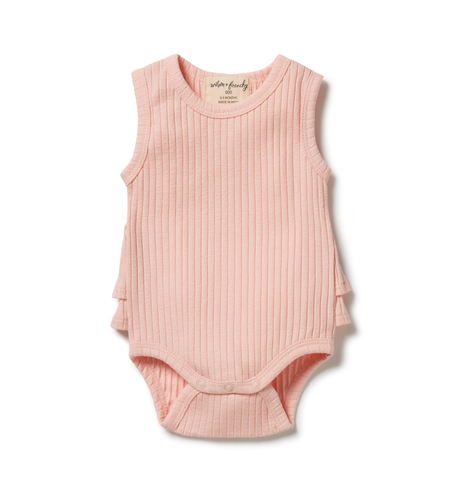 Wilson & Frenchy Organic Rib Ruffle Bodysuit - Blush