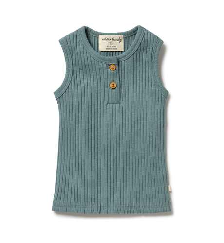 Wilson & Frenchy Organic Rib Singlet - Pine Green