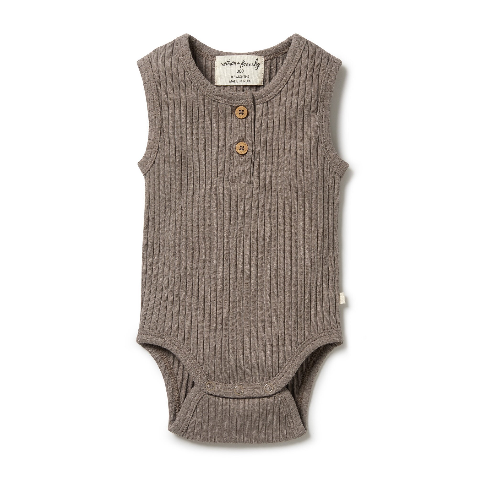 Wilson Frenchy Organic Rib Henley Bodysuit Hazelwood SHOP BY