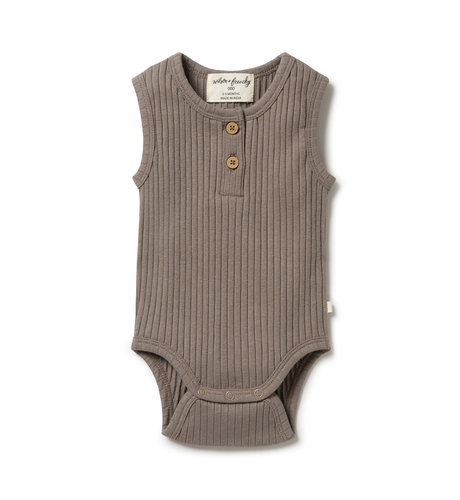 Wilson & Frenchy Organic Rib Henley Bodysuit - Hazelwood