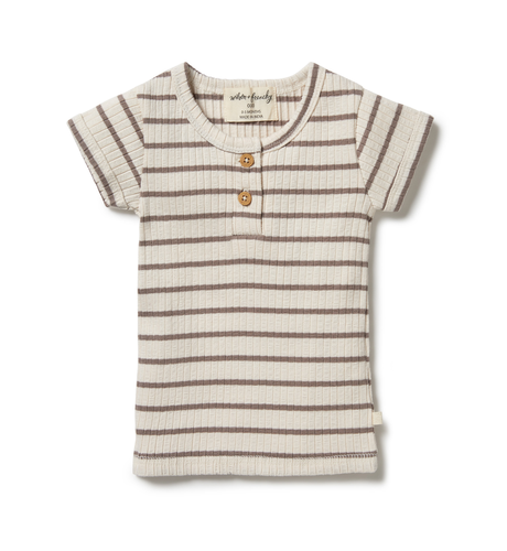 Wilson & Frenchy Organic Stripe Rib Top - Hazelwood Ecru