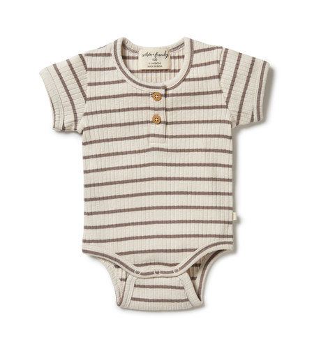 Wilson & Frenchy Organic Stripe Rib Bodysuit - Hazelwood Ecru