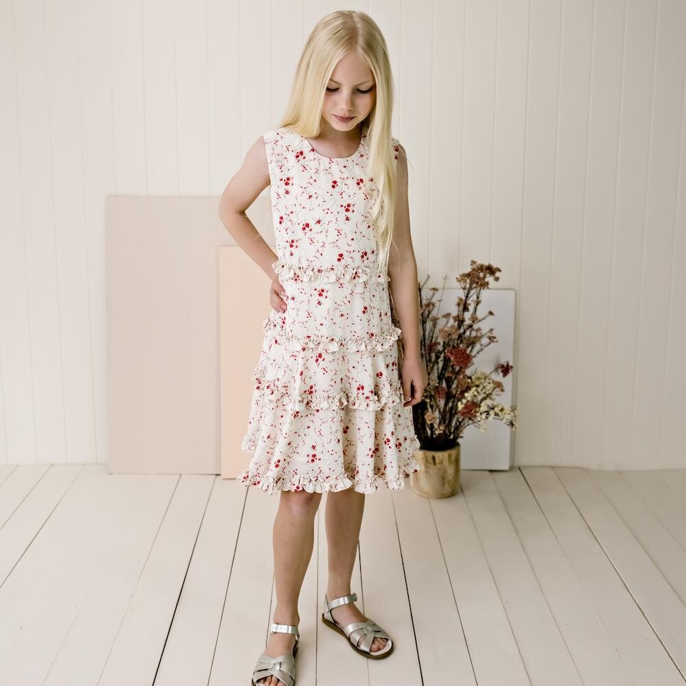 Designer Kidz S/S Indi Dress - Red Floral - CLOTHING-GIRL-Girls Special ...