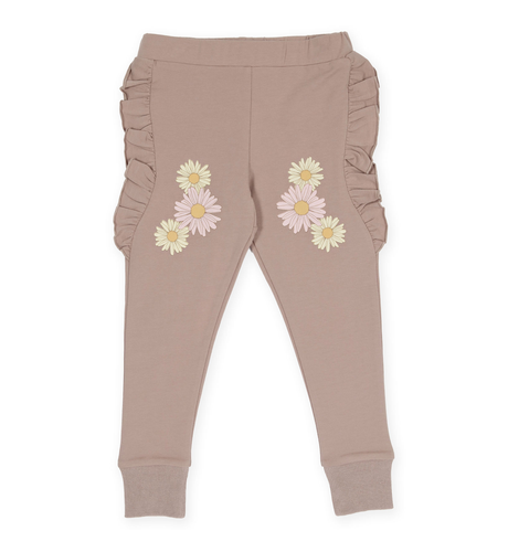 Kapow Rose Taupe Frill Trackie Leggings