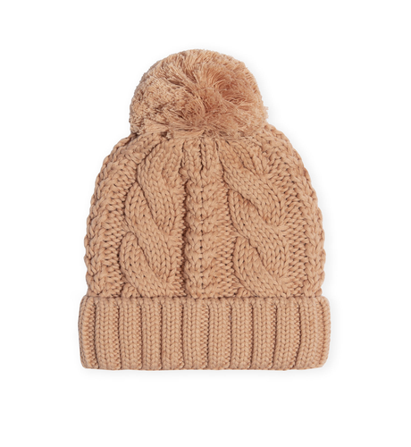 Kapow Cable Knit Pom Pom Beanie - Nectar