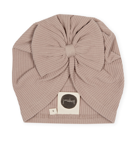 Kapow Rose Taupe Rib Turban Hat