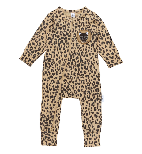 Huxbaby Leopard Patch Zip Romper