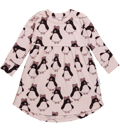 Huxbaby Bow Penguin Long Sleeve Swirl Dress