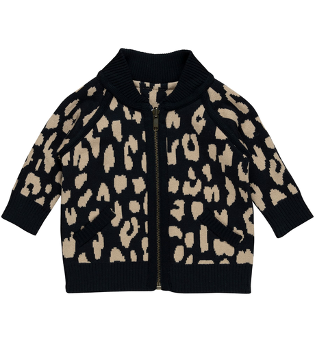 Huxbaby Leopard Reversible Knit Bomber Jacket