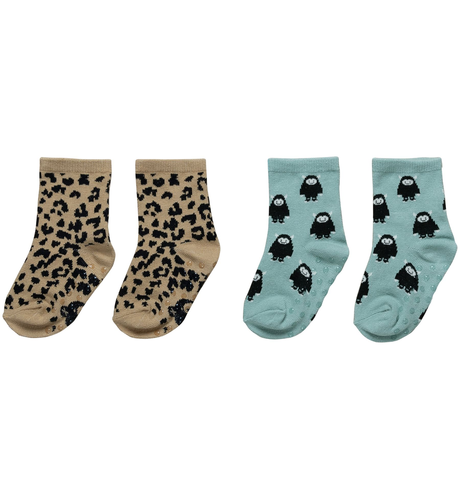 Huxbaby Leopard/Monster 2Pk Socks