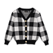 Rock Your Kid Black Checkered Knit Cardigan