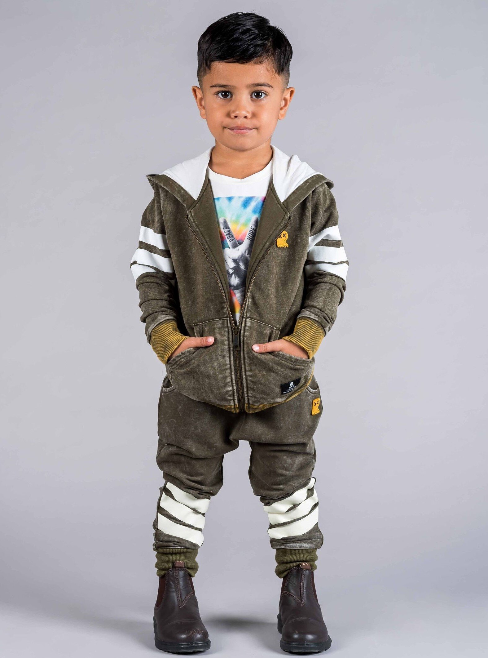 Rock Your Kid Khaki Wash Stripe Hoodie SALE Sale Boys Clothing Crews Sweats Hoodies Kids Clothing NZ Shop Online Kid Republic W22 Rock Your Kid D1 WINTER