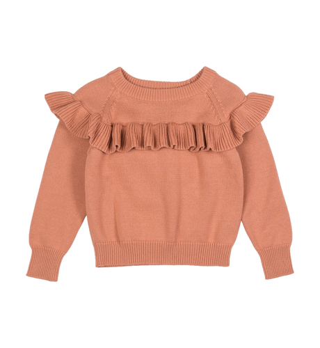 Rock Your Kid Clay Pink Frill Knit Cardigan