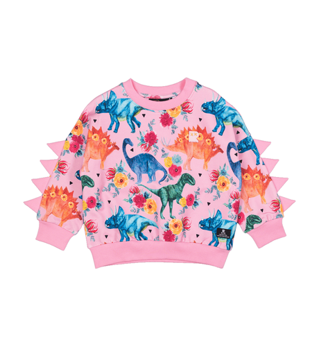 Rock Your Kid Pink Dino Floral Sweatshirt