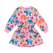 Rock Your Kid Pink Dino Floral Drop Waist Dress