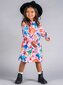 Rock Your Kid Pink Dino Floral Drop Waist Dress