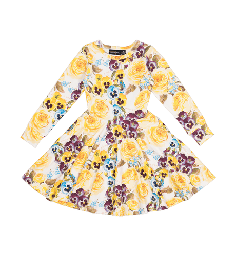 Rock Your Kid Yellow Pansy Waisted Dress