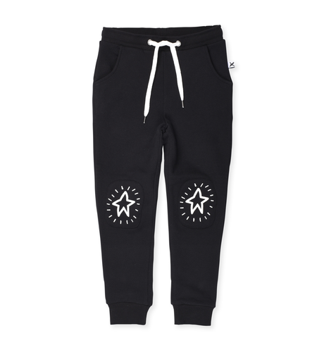 Minti Starry Furry Patch Trackies - Black