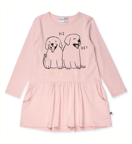 Minti Puppy Pals Dress - Muted Pink