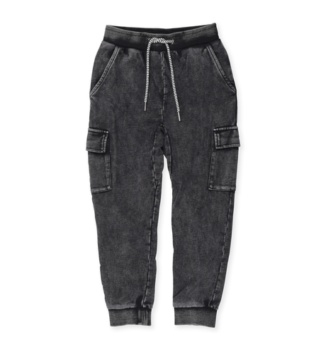 Minti Deluxe Cargo Trackies - Black Wash