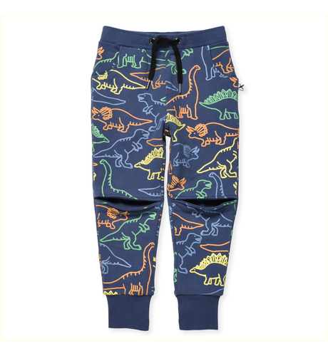 Minti Dino Shapes Furry Trackies - Navy