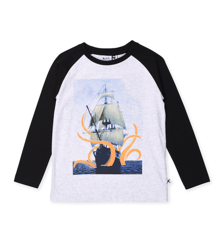 Minti Trouble At Sea Tee - White Marle/Black